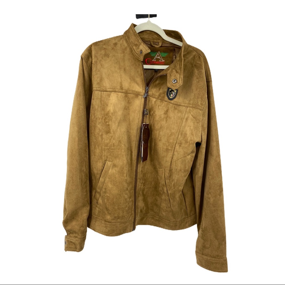 A Collezioni brown faux suede bomber jacket
